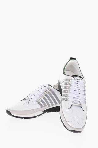 leather sneakers with reflective detail