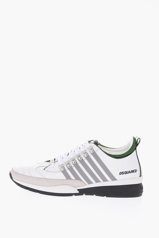 leather sneakers with reflective detail