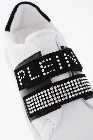 leather sneakers with touch strap closure