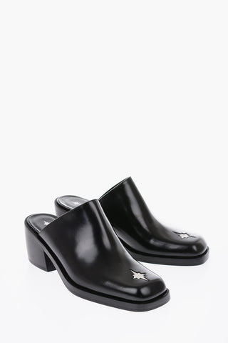 6cm leather Square Toe Mules