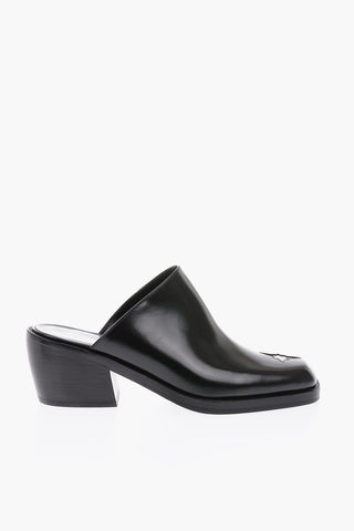 6cm leather Square Toe Mules