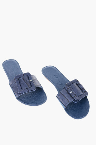 crocodile effect leather THE LOOP mules
