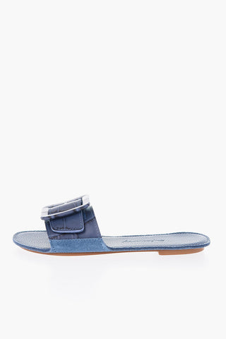 crocodile effect leather THE LOOP mules