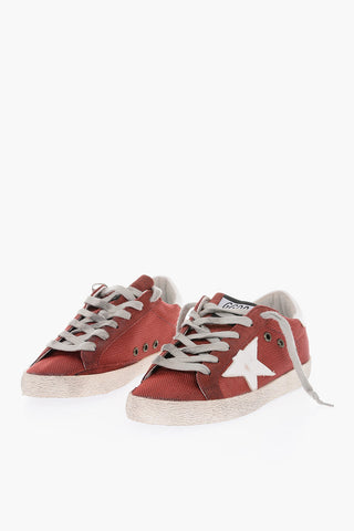 vintage effect leather and fabric SUPERSTAR sneakers