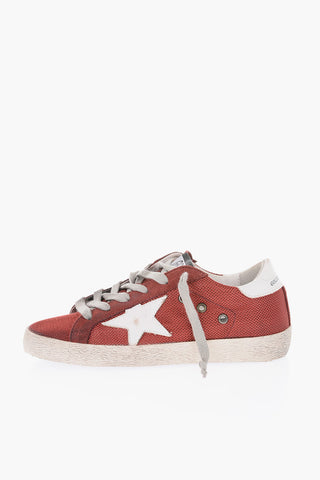 vintage effect leather and fabric SUPERSTAR sneakers