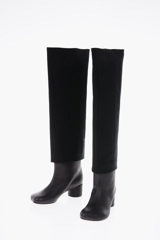 MM6 5cm leather and fabric high boots
