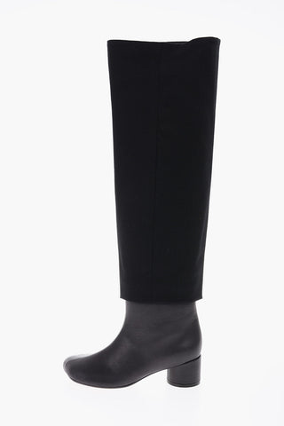 MM6 5cm leather and fabric high boots