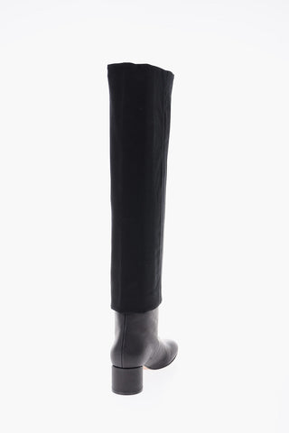 MM6 5cm leather and fabric high boots