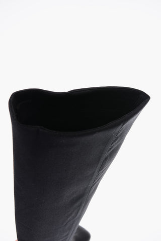 MM6 5cm leather and fabric high boots