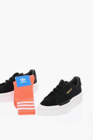 suede leather HYPERSLEEK W platform sneakers with socks