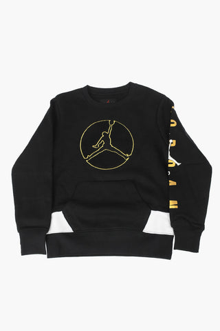AIR JORDAN felpa girocollo JUMPMAN con logo dorato e maxi tasca toppa