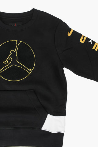 AIR JORDAN felpa girocollo JUMPMAN con logo dorato e maxi tasca toppa