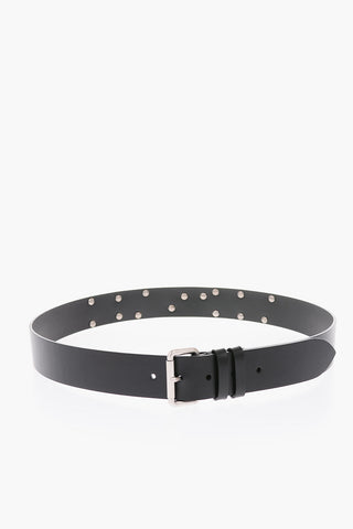 40mm leather belt with metal logo
