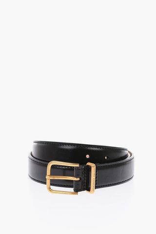 30mm leather belt with golden buckle
