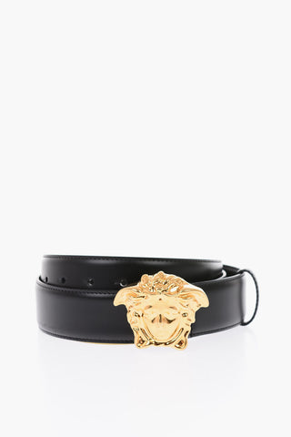 40mm leather belt with golden detail