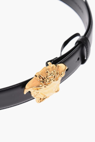 40mm leather belt with golden detail