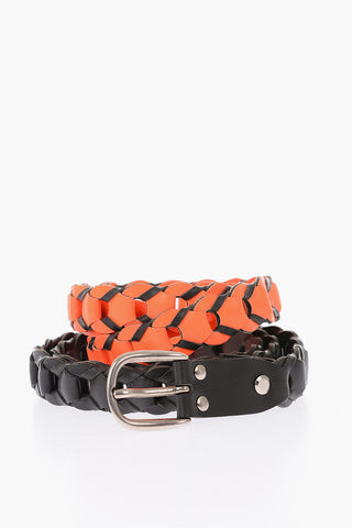 30mm two-tone braided leather belt