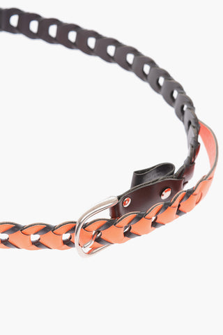 30mm two-tone braided leather belt