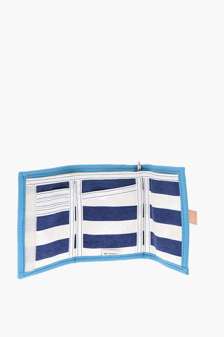 striped wallet with removable shoulder strap