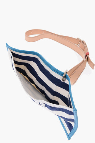 striped wallet with removable shoulder strap