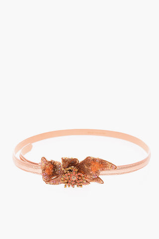 15mm metallic leather slim fit belt with sequin buckle