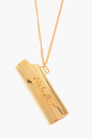 Brass necklace with lighter case pendant