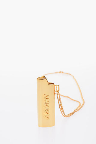 Brass necklace with lighter case pendant