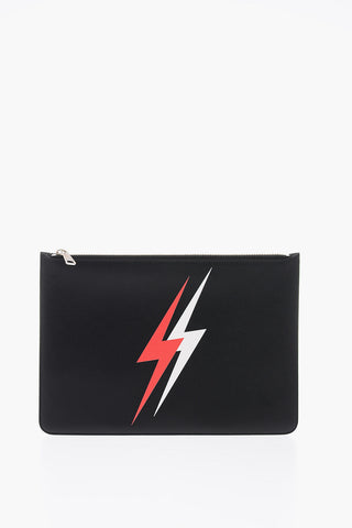 double bolt printed leather maxi pouch