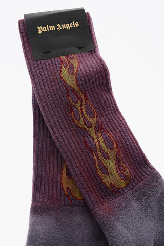 shaded cotton long socks