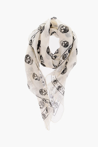 Silk SKULL Foulard With Contrast Print