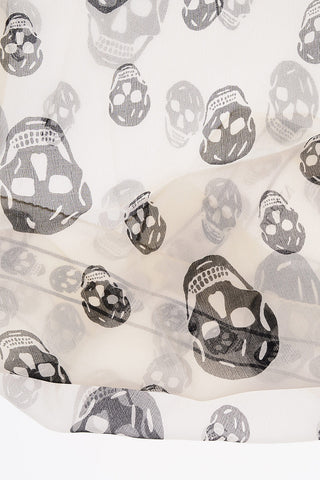 Silk SKULL Foulard With Contrast Print