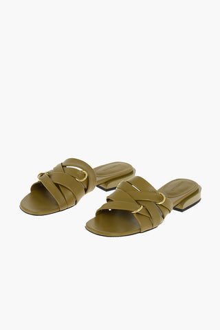 Slides a incrocio LARA in Pelle con Anelli Dorati