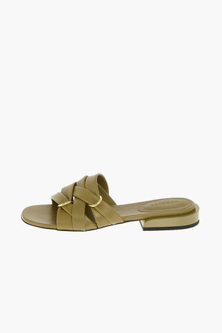 Slides a incrocio LARA in Pelle con Anelli Dorati