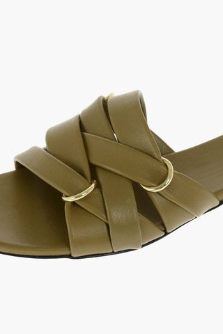 Slides a incrocio LARA in Pelle con Anelli Dorati