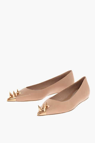 Soft Leather Flats with Copper Studded Detail