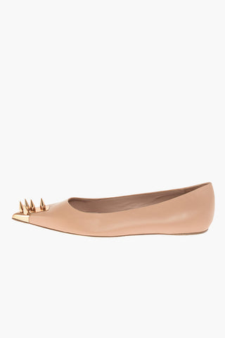 Soft Leather Flats with Copper Studded Detail