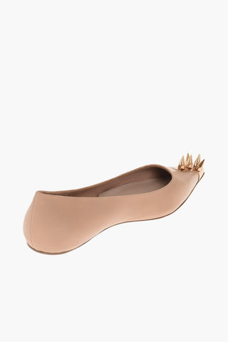 Soft Leather Flats with Copper Studded Detail