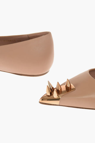 Soft Leather Flats with Copper Studded Detail