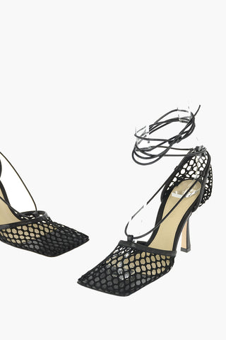 Decolleté Mesh in Pelle con Lacci 9 cm