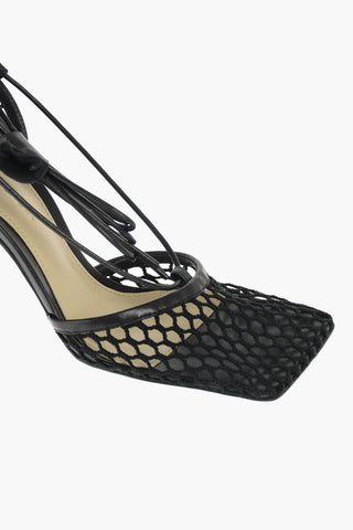 Decolleté Mesh in Pelle con Lacci 9 cm