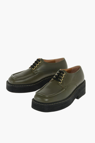 Leather Square-toed Derby Shoes with Statement Sole