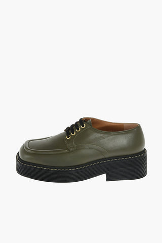 Leather Square-toed Derby Shoes with Statement Sole