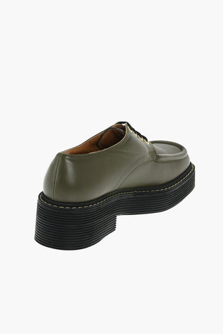 Leather Square-toed Derby Shoes with Statement Sole
