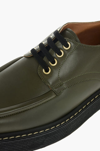 Leather Square-toed Derby Shoes with Statement Sole