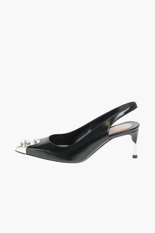 Soft Leather Slingbacks with Silver Studded Detail 6,5 cm
