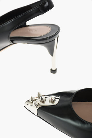Soft Leather Slingbacks with Silver Studded Detail 6,5 cm