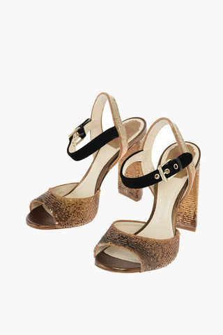 Leather SHADE Sandals with All-over Sequins 10 cm
