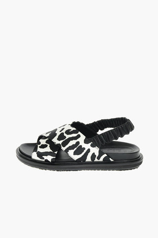 Slingback Criss-crossed Flat Sandals with Leopard Print