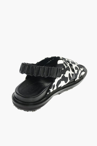 Slingback Criss-crossed Flat Sandals with Leopard Print
