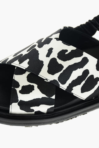 Slingback Criss-crossed Flat Sandals with Leopard Print